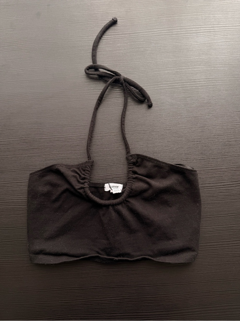 Garage Black Halter Tie Crop Top